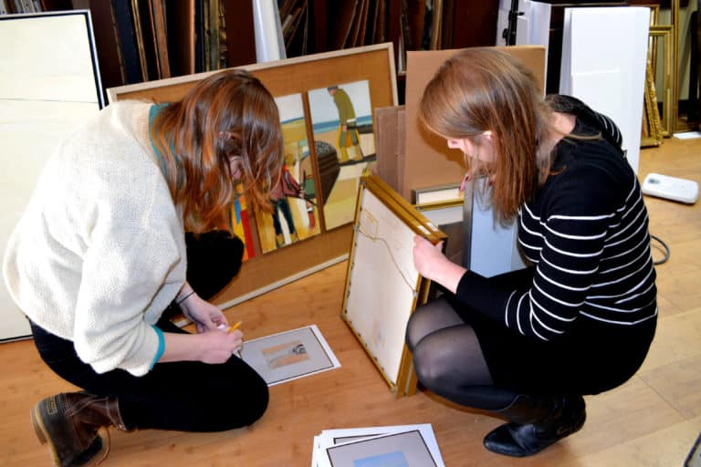 Staff organizing exhibition materials Ogunquit Museum of American Art